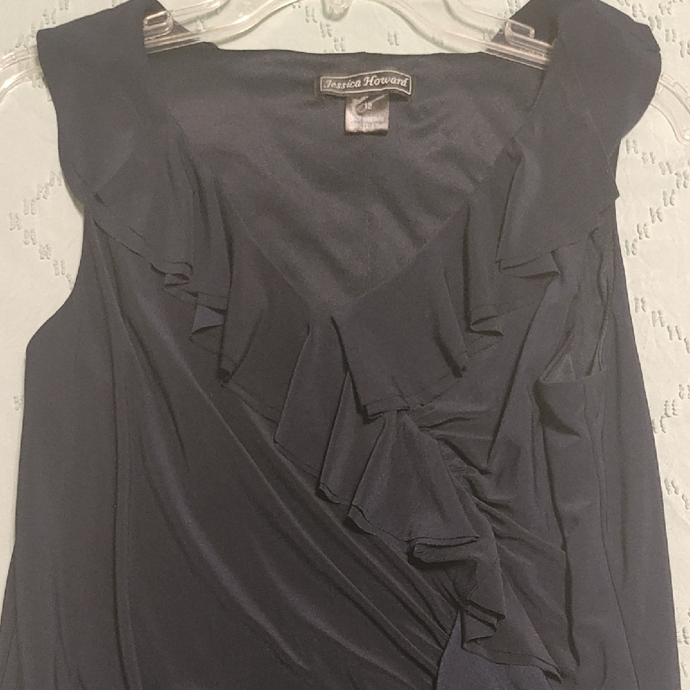 Jessica Howard Navy Midi Dress with Ruffle Accent - Picture 3 of 3